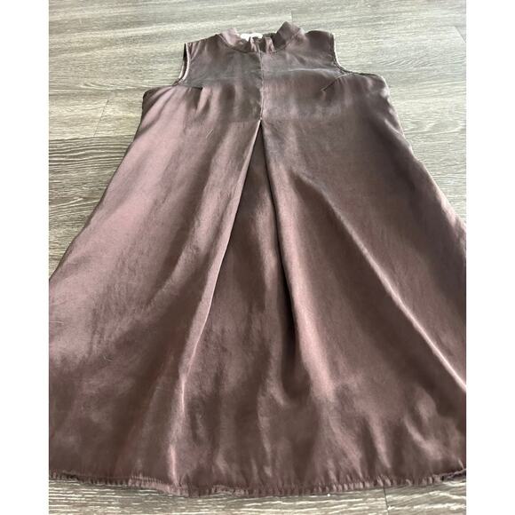 EUC Jenny Han Rich Brown 100% Silk Wrap Midi Dress Size M V-Neck Slip Dress - Picture 8 of 10